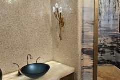 Luxurious bathroom featuring custom tile installation and stylish fixtures by Grapme Tile Works Corp.